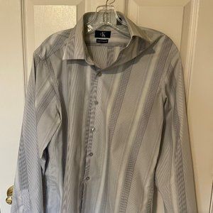 Calvin Klein Slim Fit Non Iron Striped Dress Shirt Men's Size M